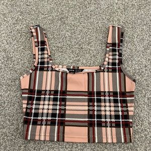 plaid cropped tank top